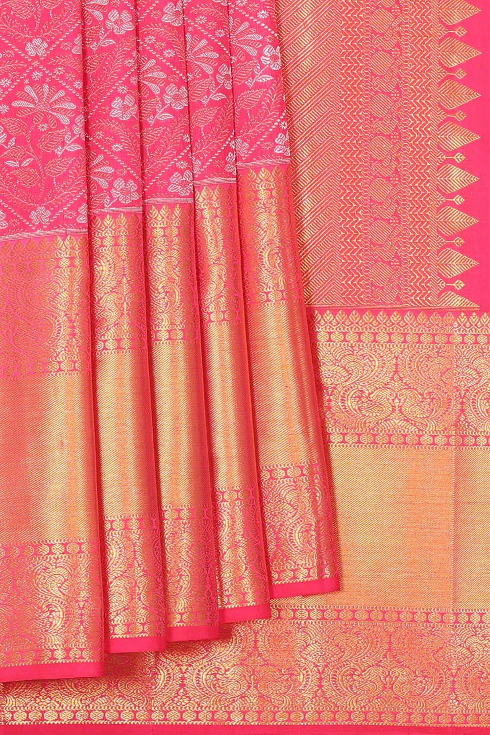 Kanchipattu Pink Brocade Saree