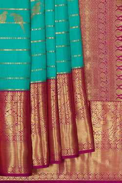 Image of Kanchipattu Deep Sea Green Brocade Saree