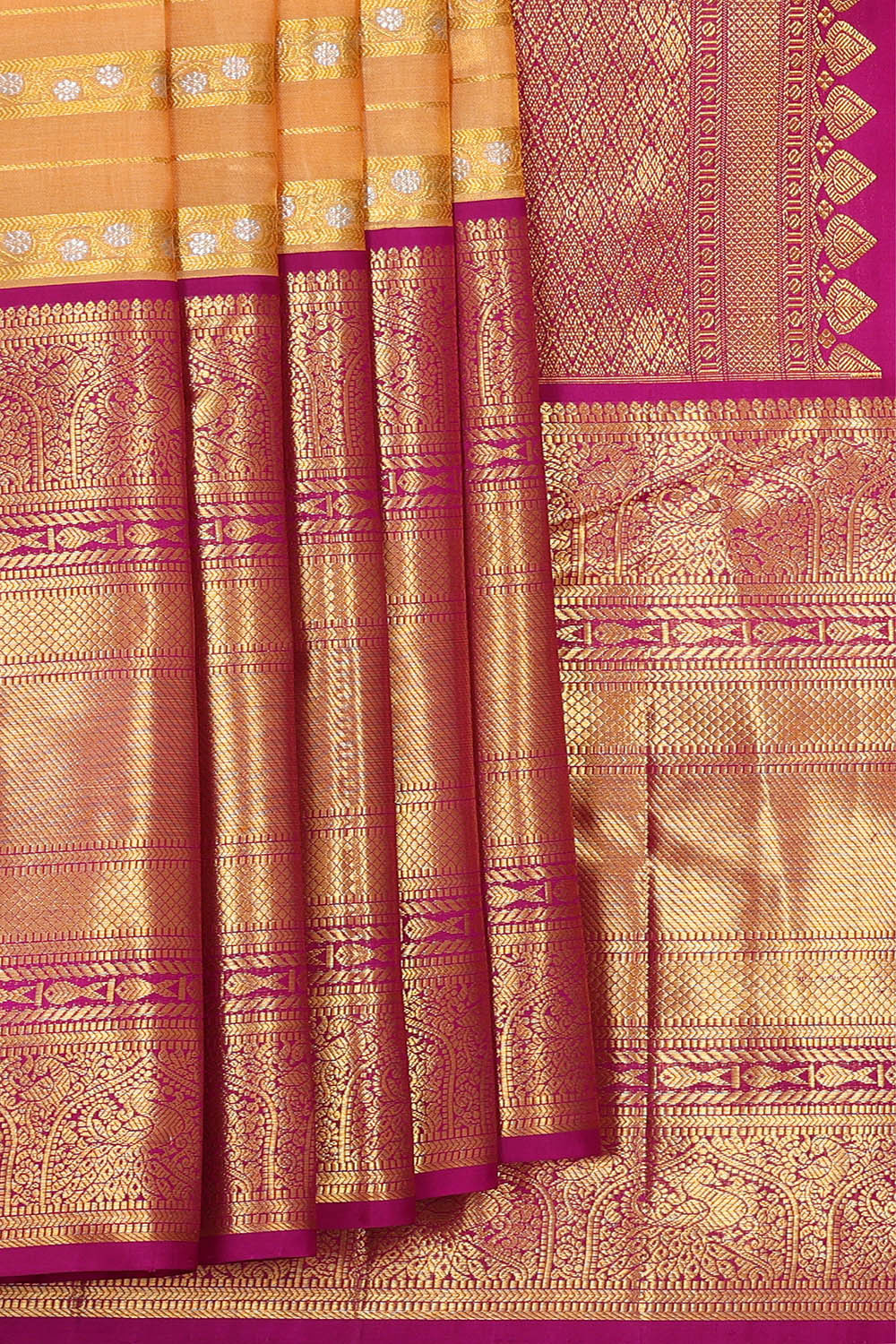 Kanchipattu Peach Brocade Saree