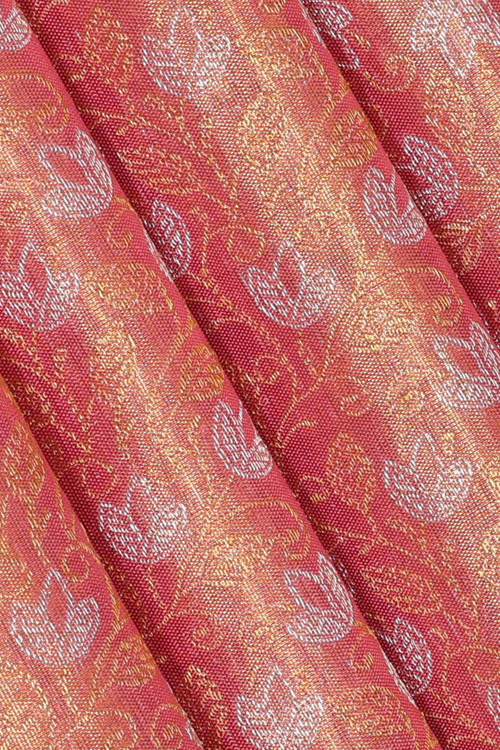 Kanchipattu Golden Pink Tissue Brocade Saree