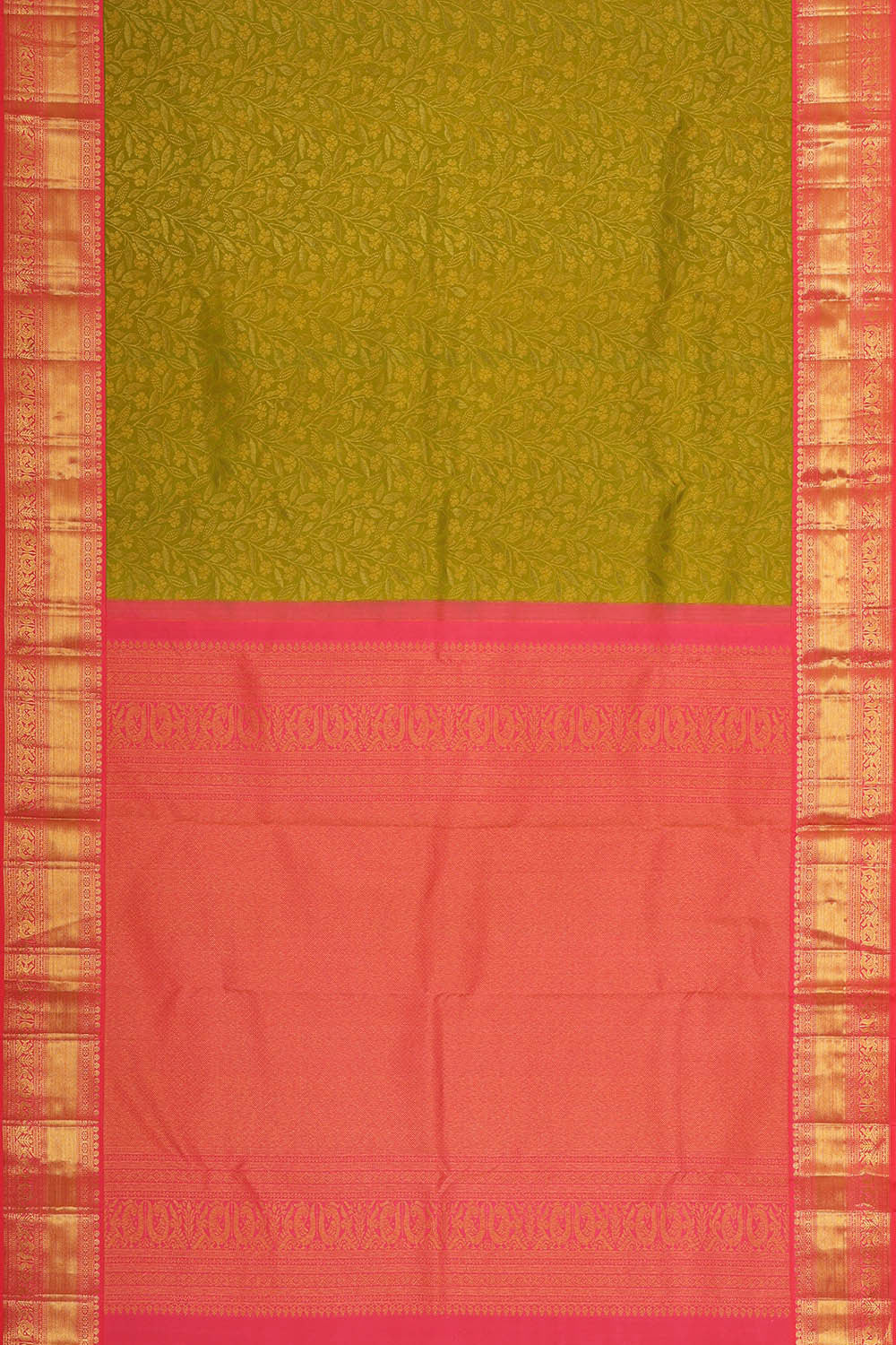 Kanchipattu Golden Green Brocade Saree