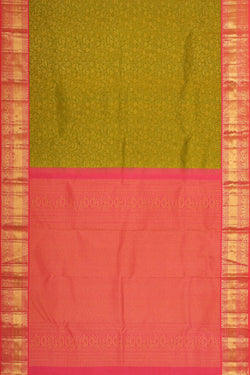 Image of Kanchipattu Golden Green Brocade Saree