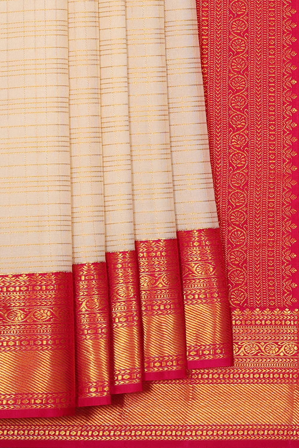 Kanchipattu Cream Brocade Saree