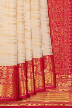 Image of Kanchipattu Cream Brocade Saree