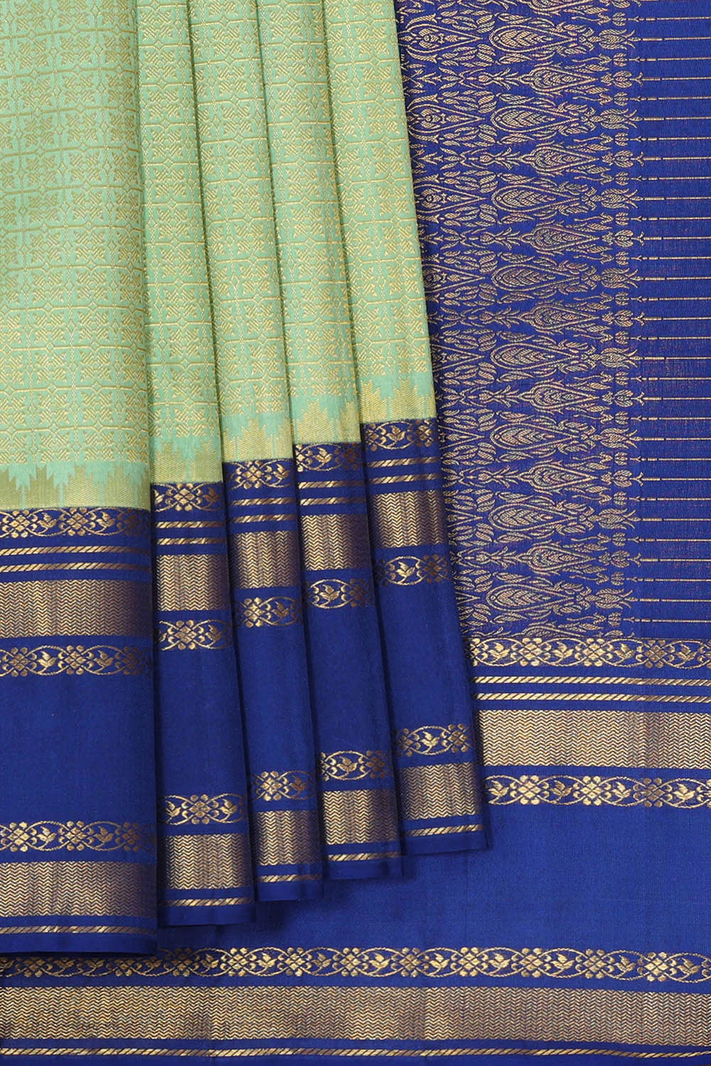 Kanchipattu Light Mint Green Brocade Saree