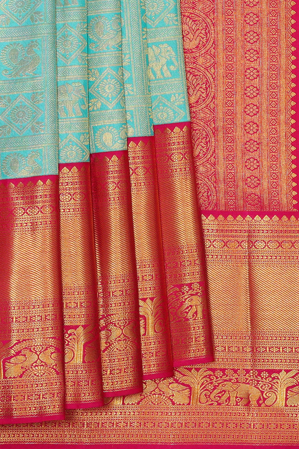 Kanchipattu Sky Blue Brocade Saree