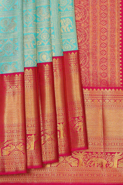 Image of Kanchipattu Sky Blue Brocade Saree