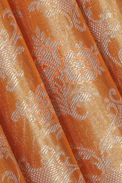 Image of Kanchipattu Golden Peach Tissue Brocade Saree