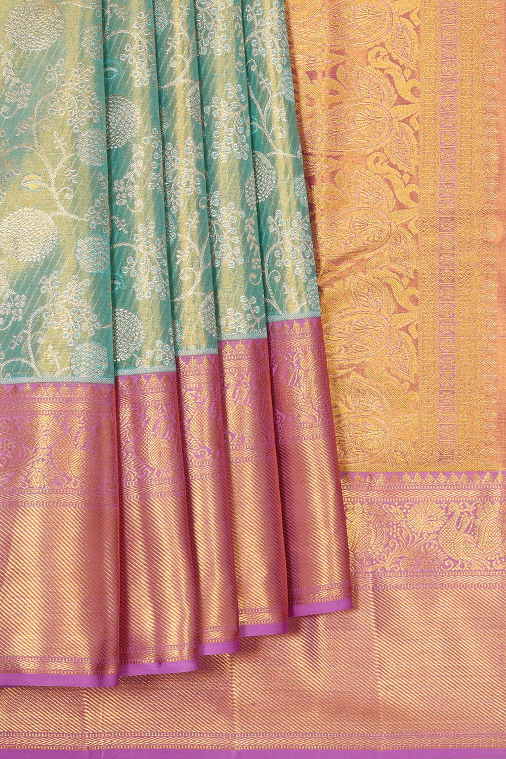 Kanchipattu Blue Tissue Brocade Saree