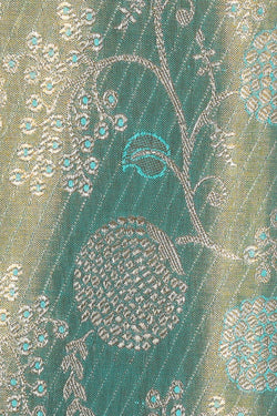 Image of Kanchipattu Blue Tissue Brocade Saree