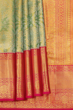 Image of Kanchipattu Mint Green Tissue Brocade Saree