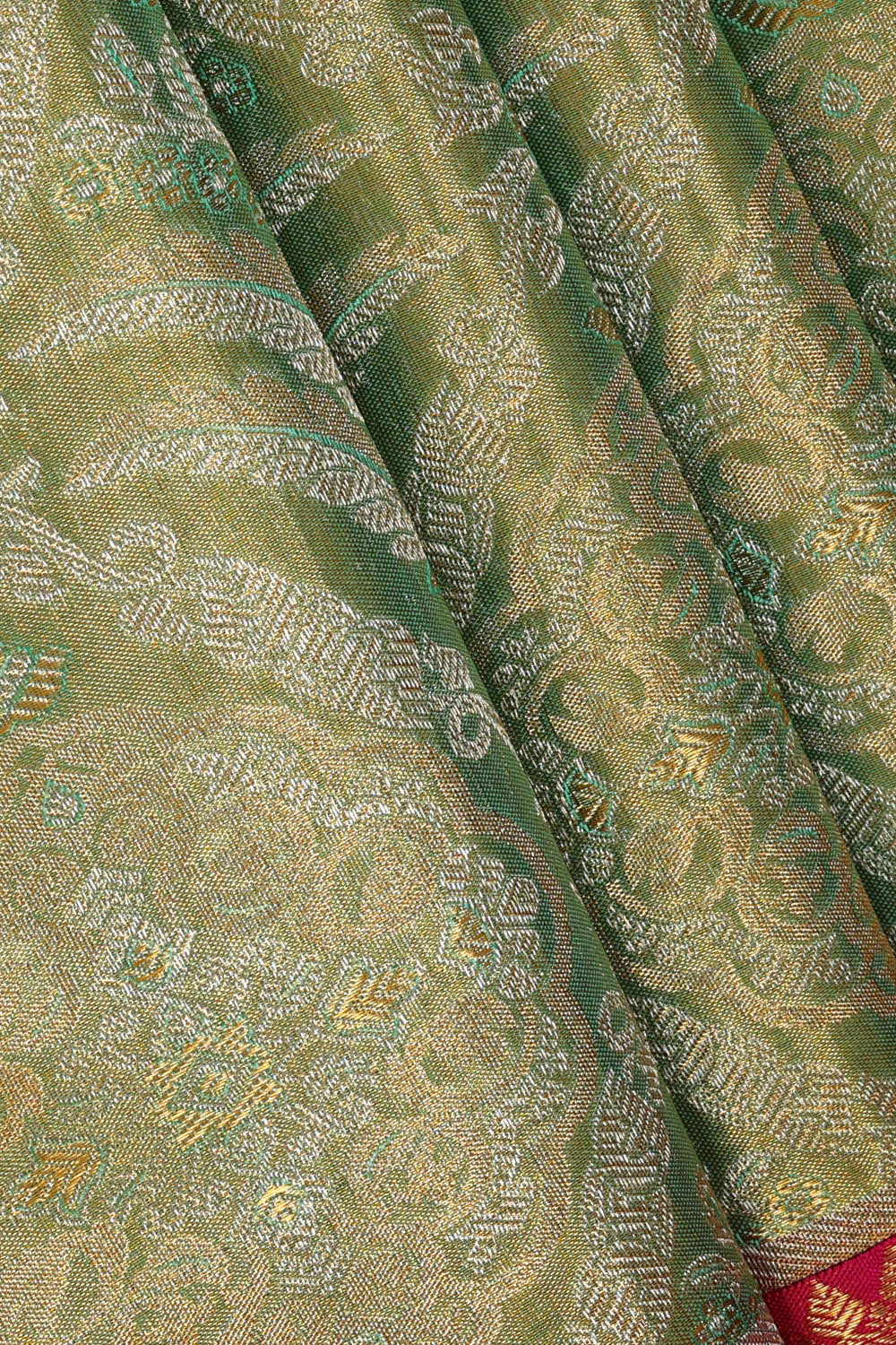 Kanchipattu Mint Green Tissue Brocade Saree