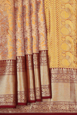 Image of Kanchipattu Peach Tissue Brocade Saree