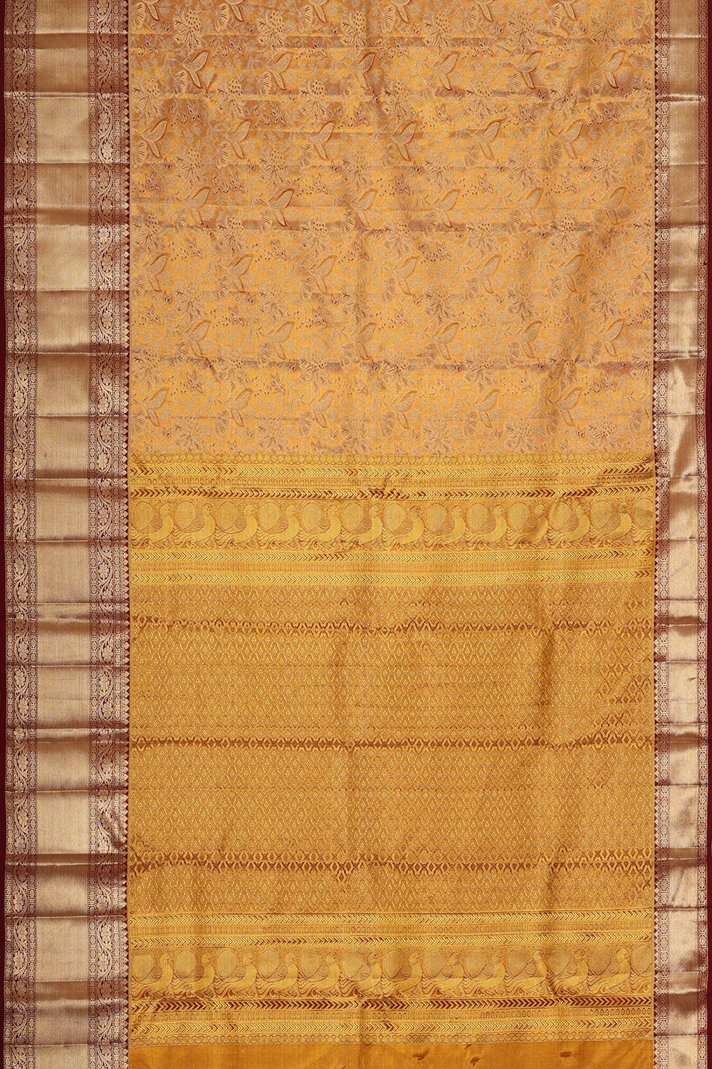 Kanchipattu Peach Tissue Brocade Saree