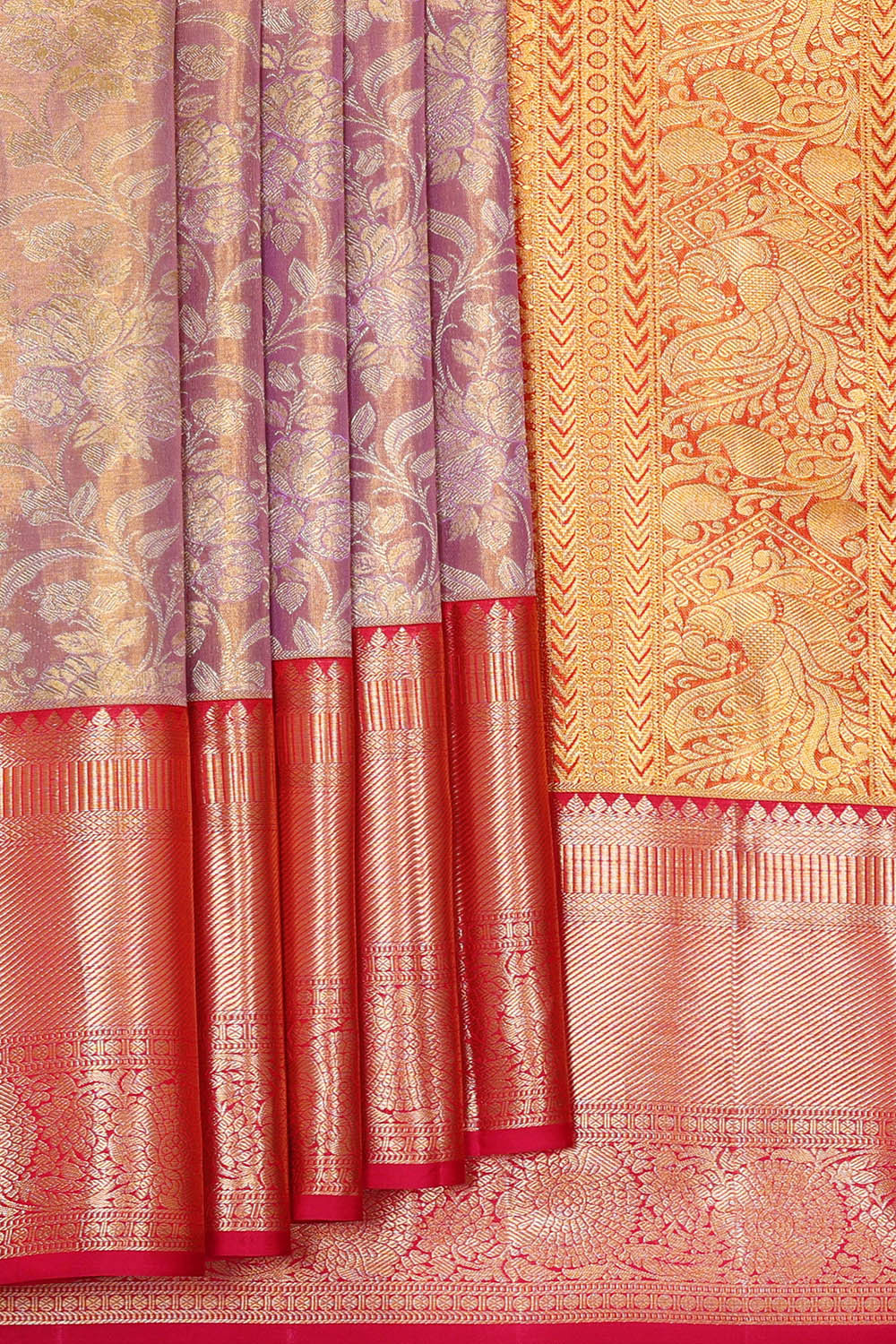 Kanchipattu Lavender Tissue Brocade Saree