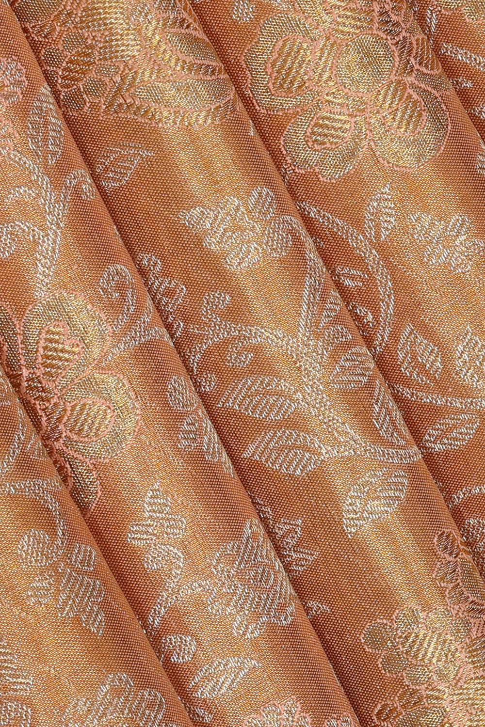 Kanchipattu Peach Tissue Brocade Saree