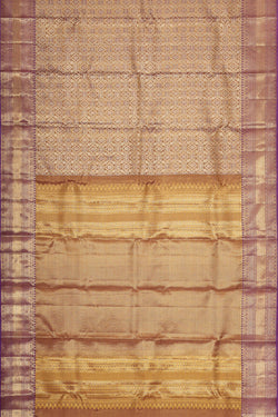 Image of Kanchipattu Golden Lavender Tissue Brocade Saree