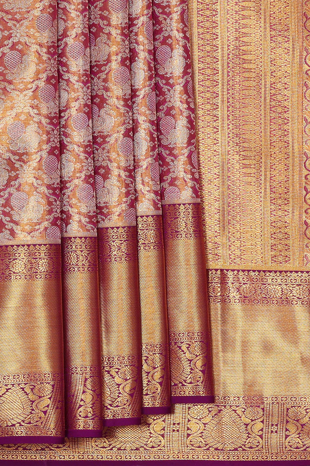 Kanchipattu Violet Tissue Brocade Saree