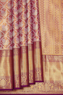 Image of Kanchipattu Violet Tissue Brocade Saree