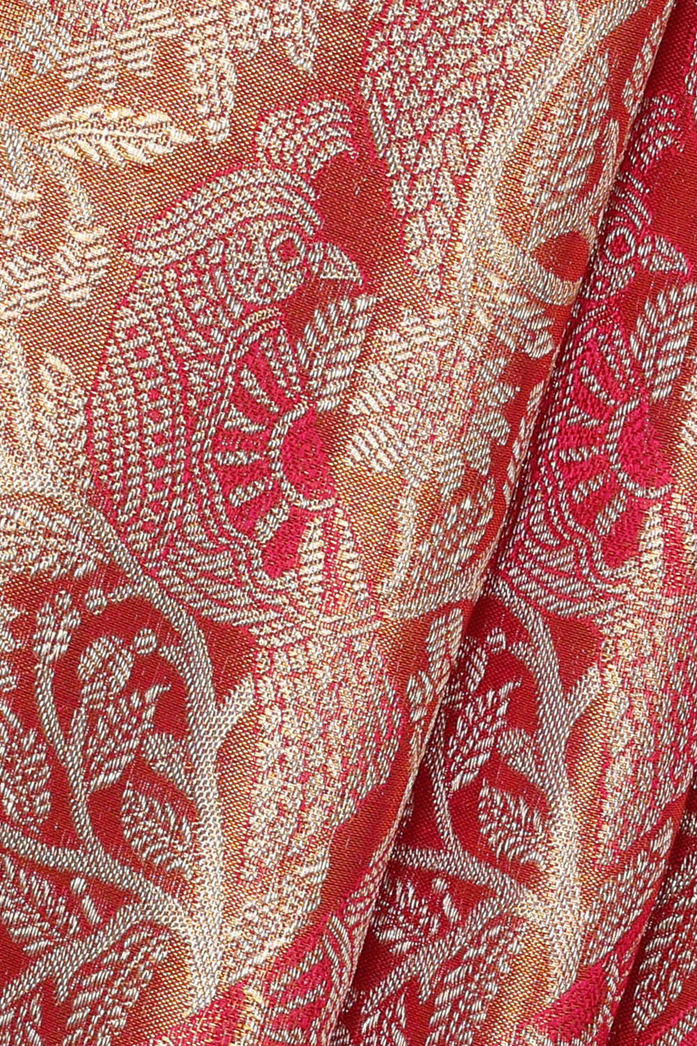 Kanchipattu Golden Pink Tissue Brocade Saree