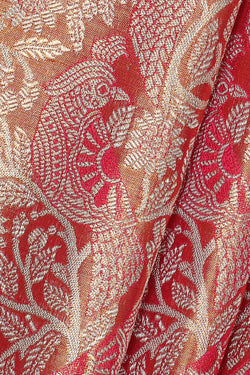 Image of Kanchipattu Golden Pink Tissue Brocade Saree