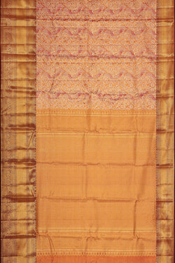 Image of Kanchipattu Golden Pink Tissue Brocade Saree