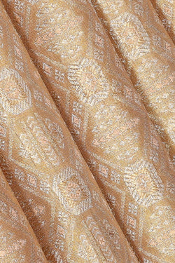 Image of Kanchipattu Golden Peach Tissue Brocade Saree