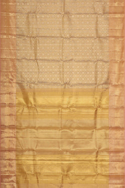 Image of Kanchipattu Golden Peach Tissue Brocade Saree