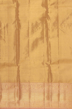 Image of Kanchipattu Golden Peach Tissue Brocade Saree