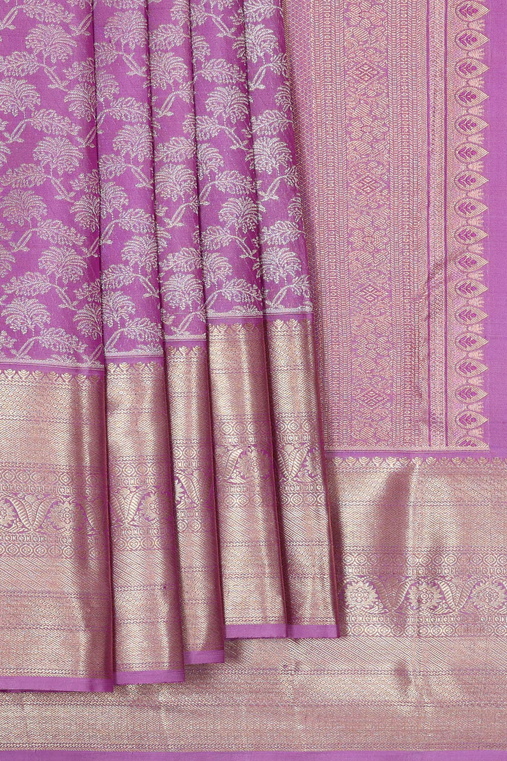 Kanchipattu Onion Pink Brocade Saree