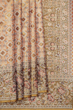 Image of Kanchipattu Peach Tissue Brocade Saree