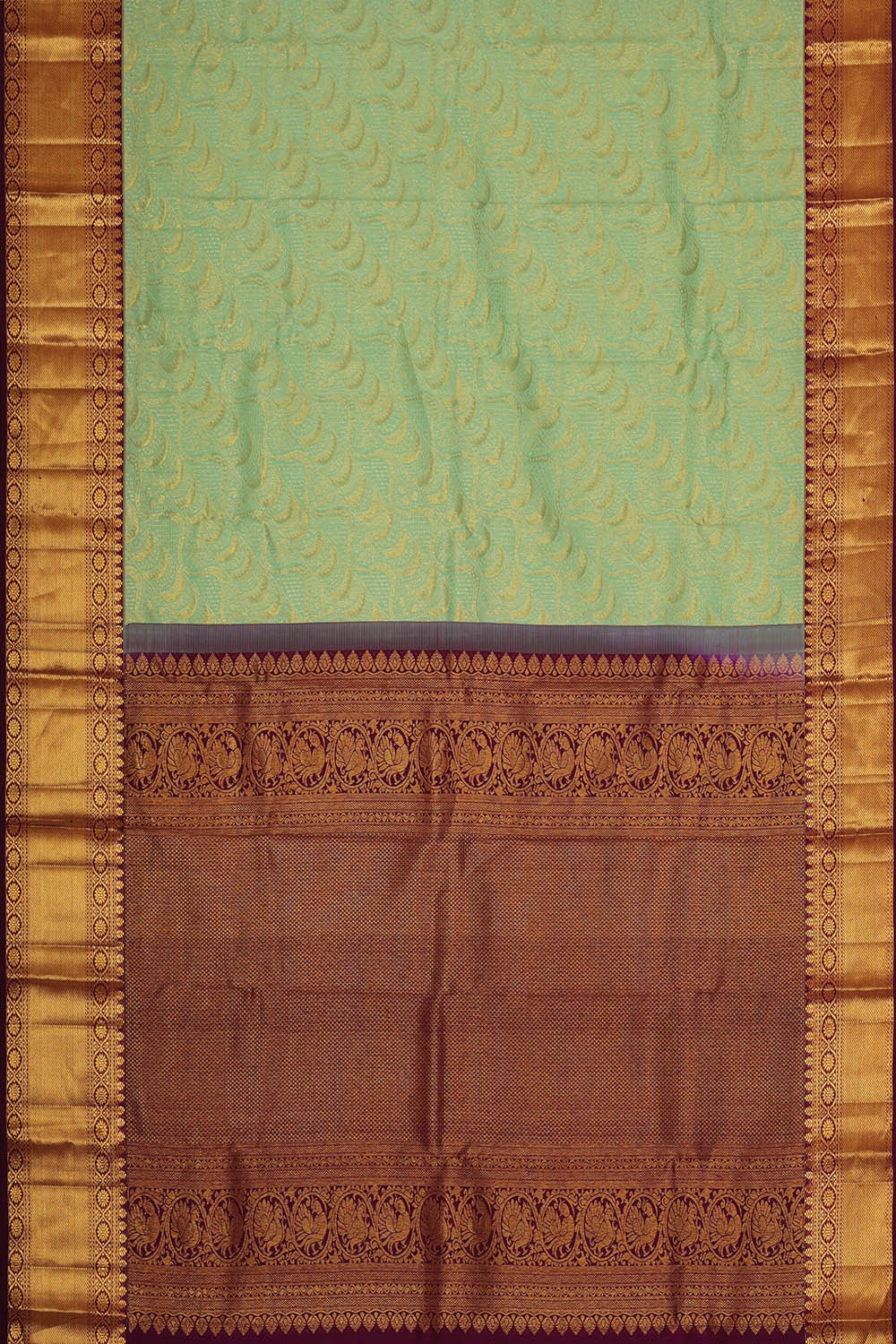 Kanchipattu Pista Green Brocade Saree