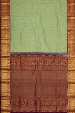 Image of Kanchipattu Pista Green Brocade Saree