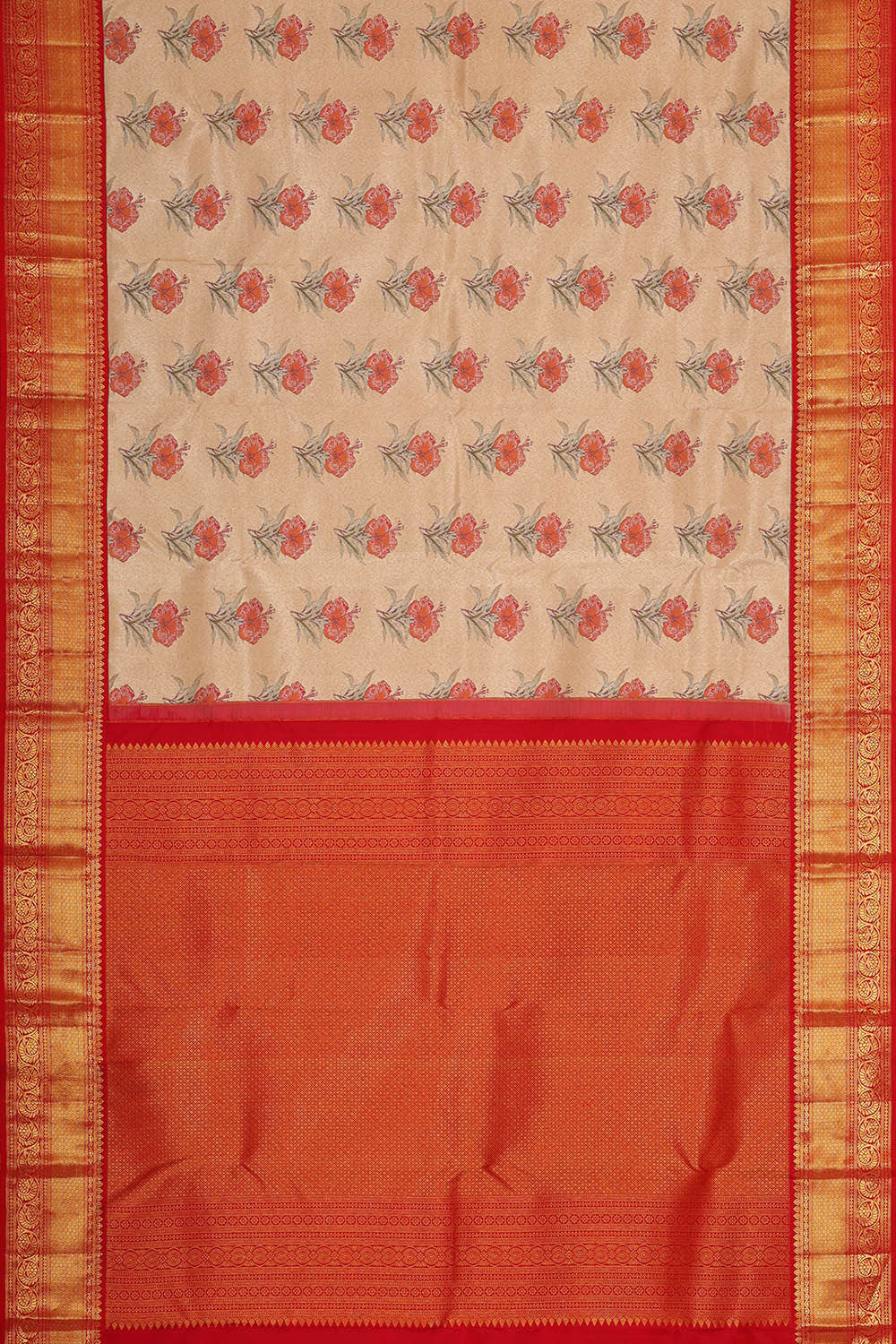 Kanchipattu Cream Tissue Brocade Saree