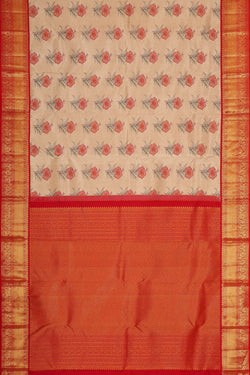 Image of Kanchipattu Cream Tissue Brocade Saree