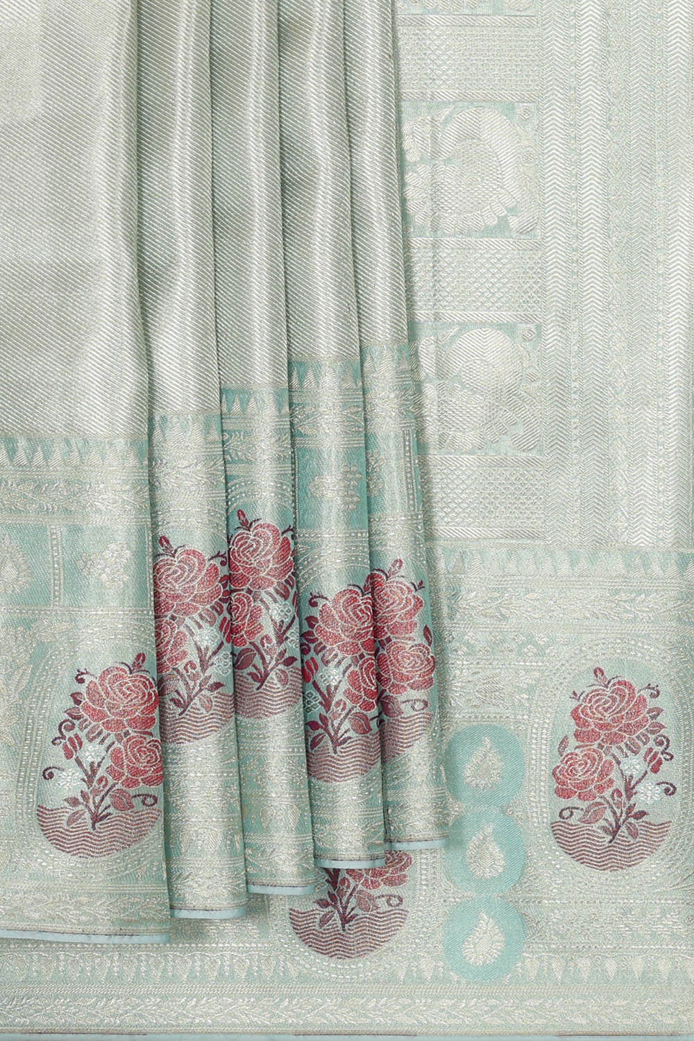 Kanchipattu Light Sea Green Tissue Brocade Saree