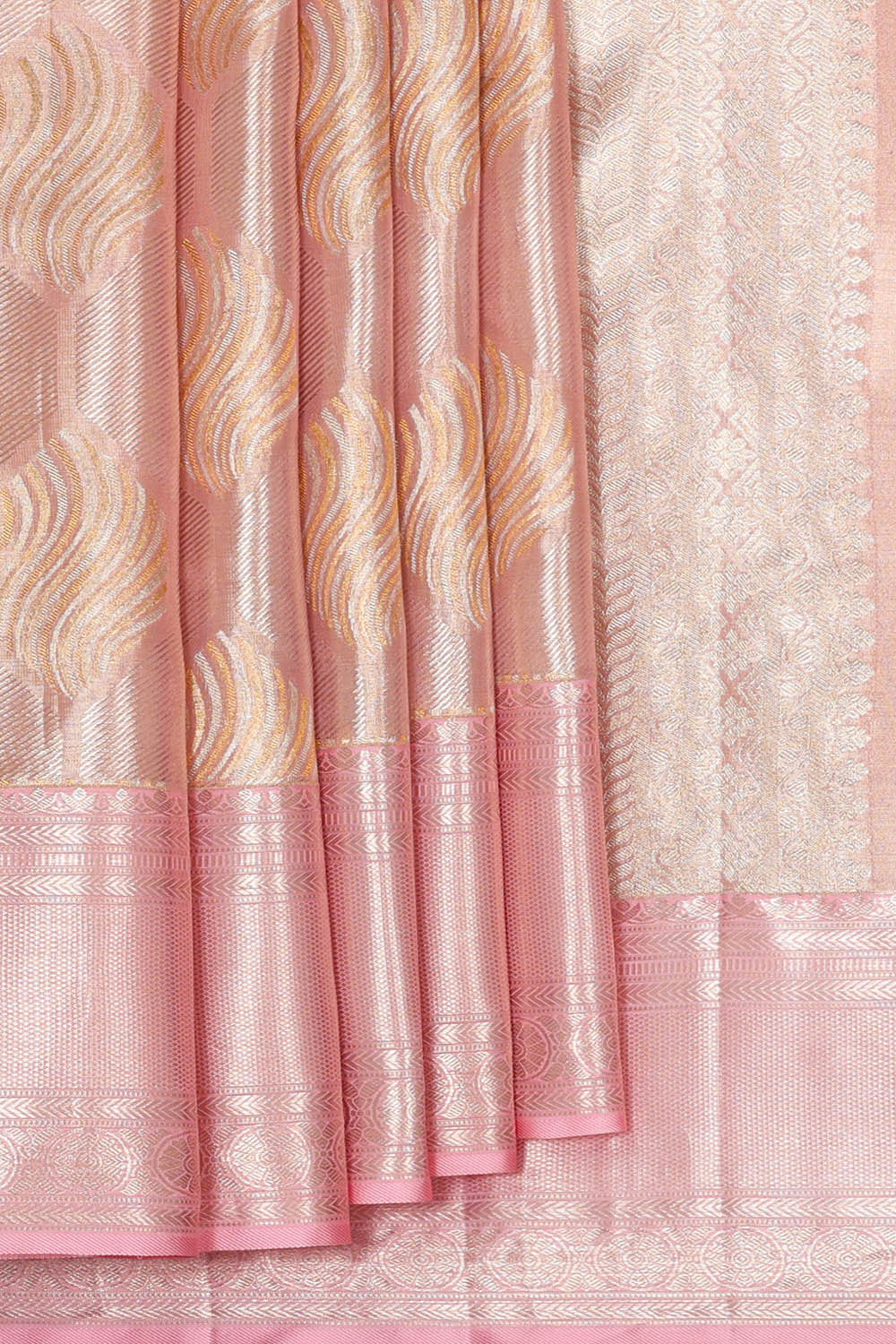 Kanchipattu Soft Pink Tissue Brocade Saree