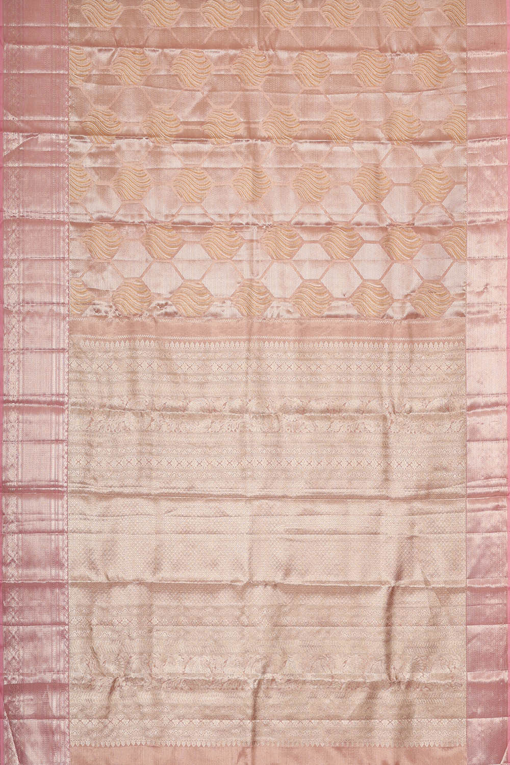 Kanchipattu Soft Pink Tissue Brocade Saree