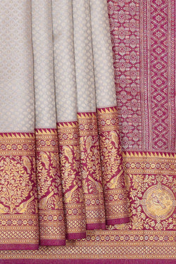 Image of Kanchipattu Greyish Cream Brocade Saree