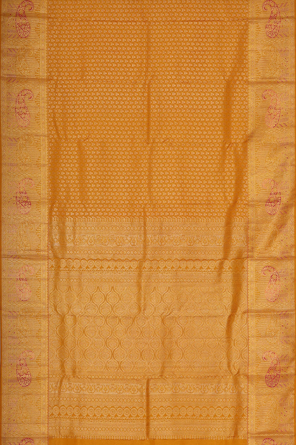 Image of Kanchipattu Mustard Yellow Brocade Saree
