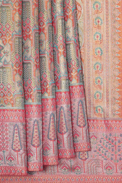 Image of Kanchipattu Blue Tissue Brocade Saree