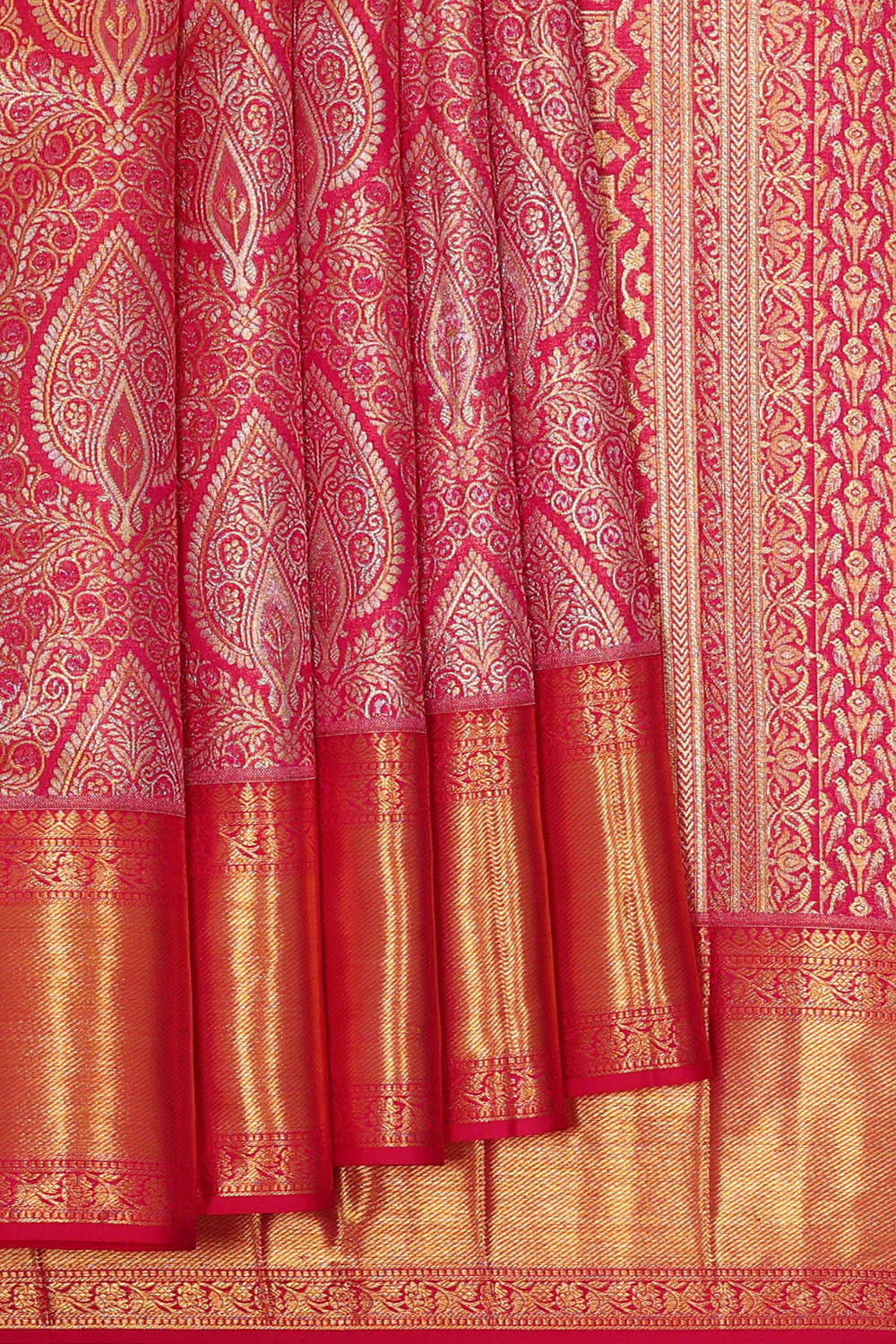 Kanchipattu Rani Pink Tissue Brocade Saree