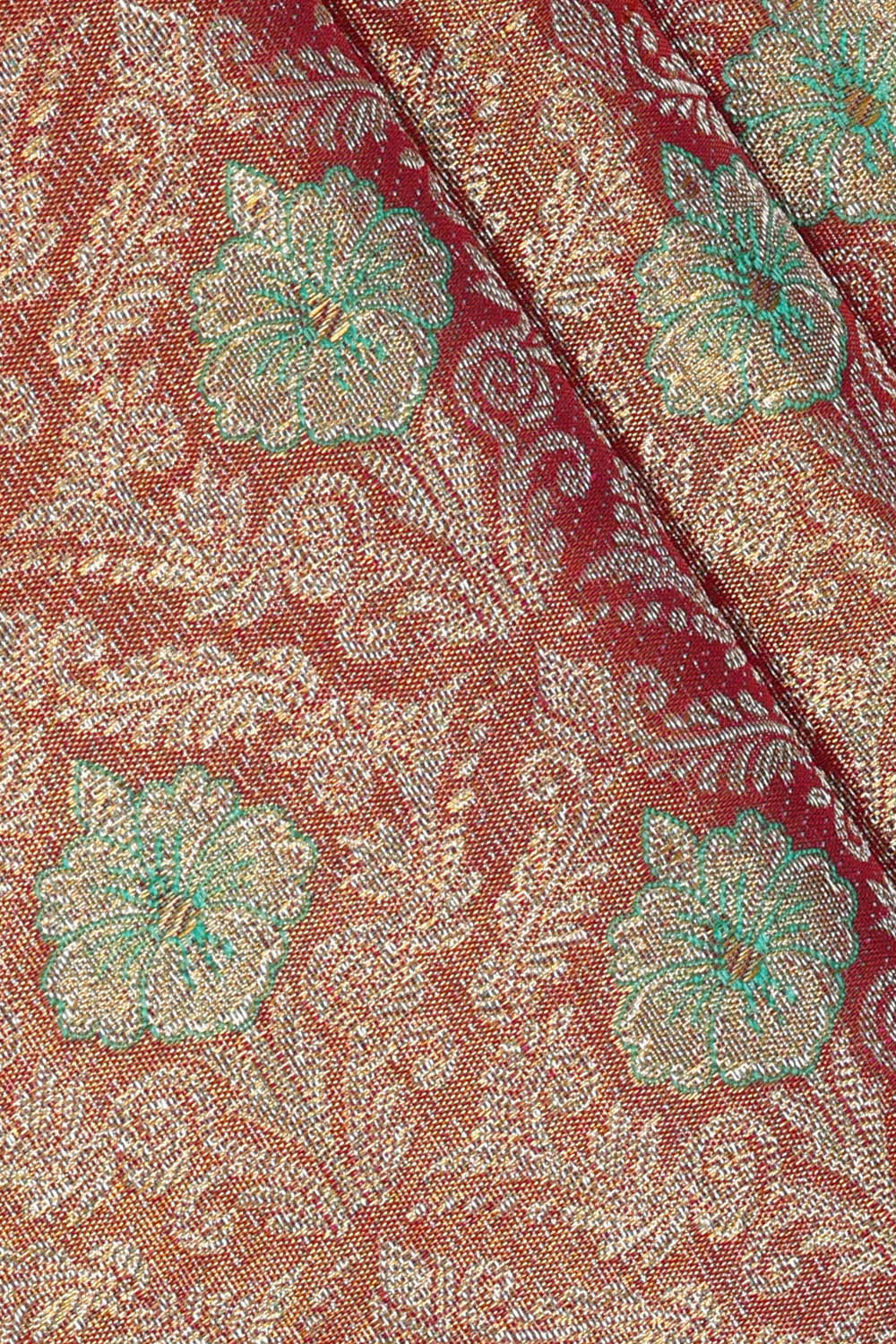 Kanchipattu Peach Tissue Brocade Saree