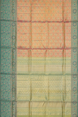 Image of Kanchipattu Peach Tissue Brocade Saree