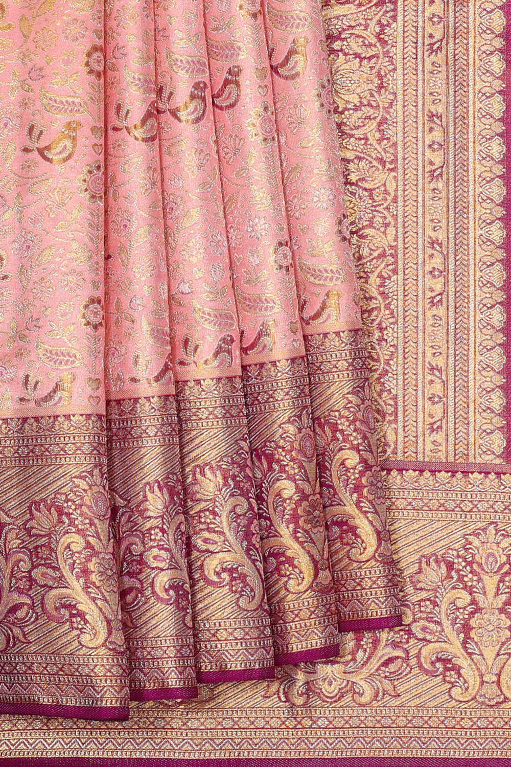 Kanchipattu Soft Pink Tissue Brocade Saree