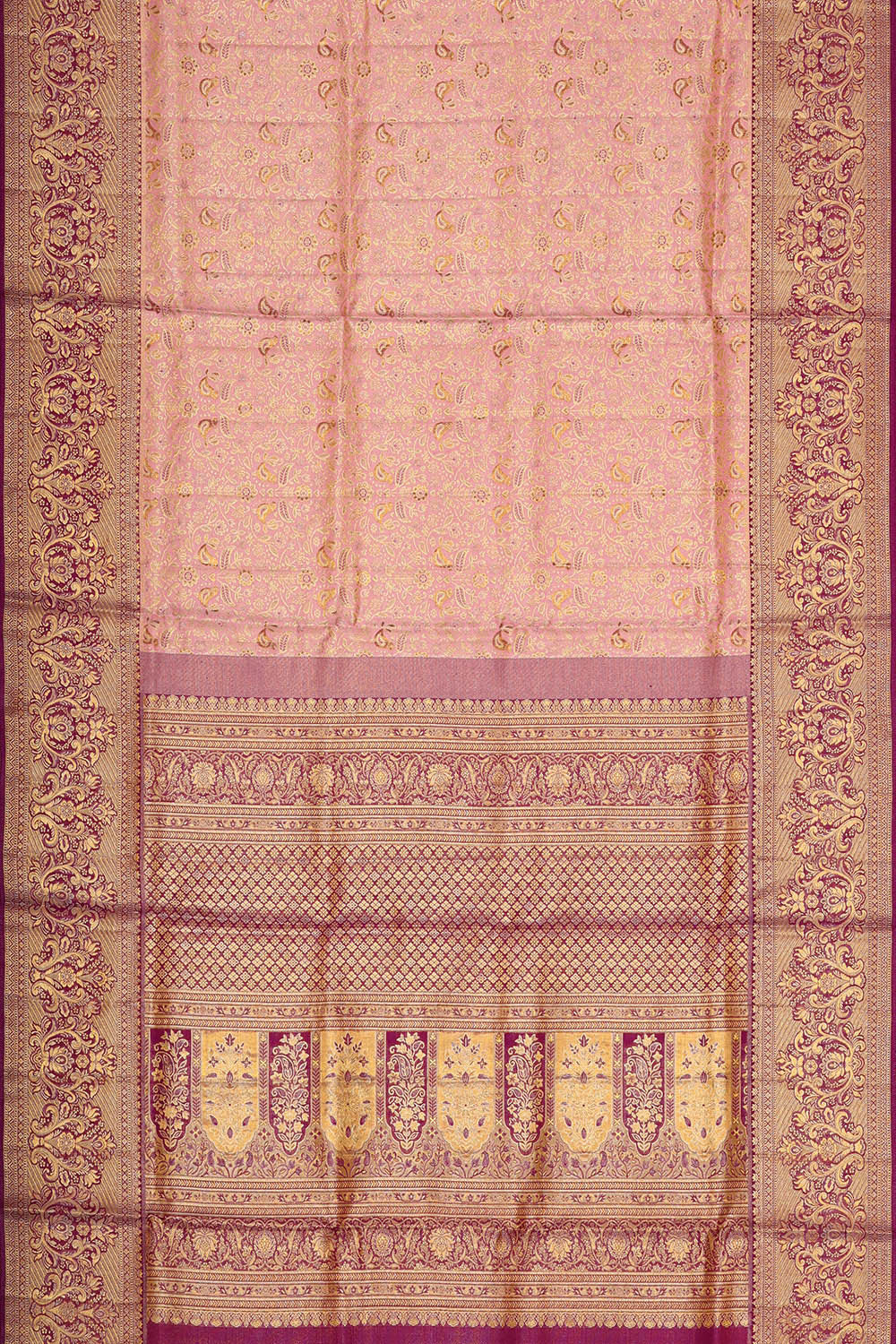 Kanchipattu Soft Pink Tissue Brocade Saree