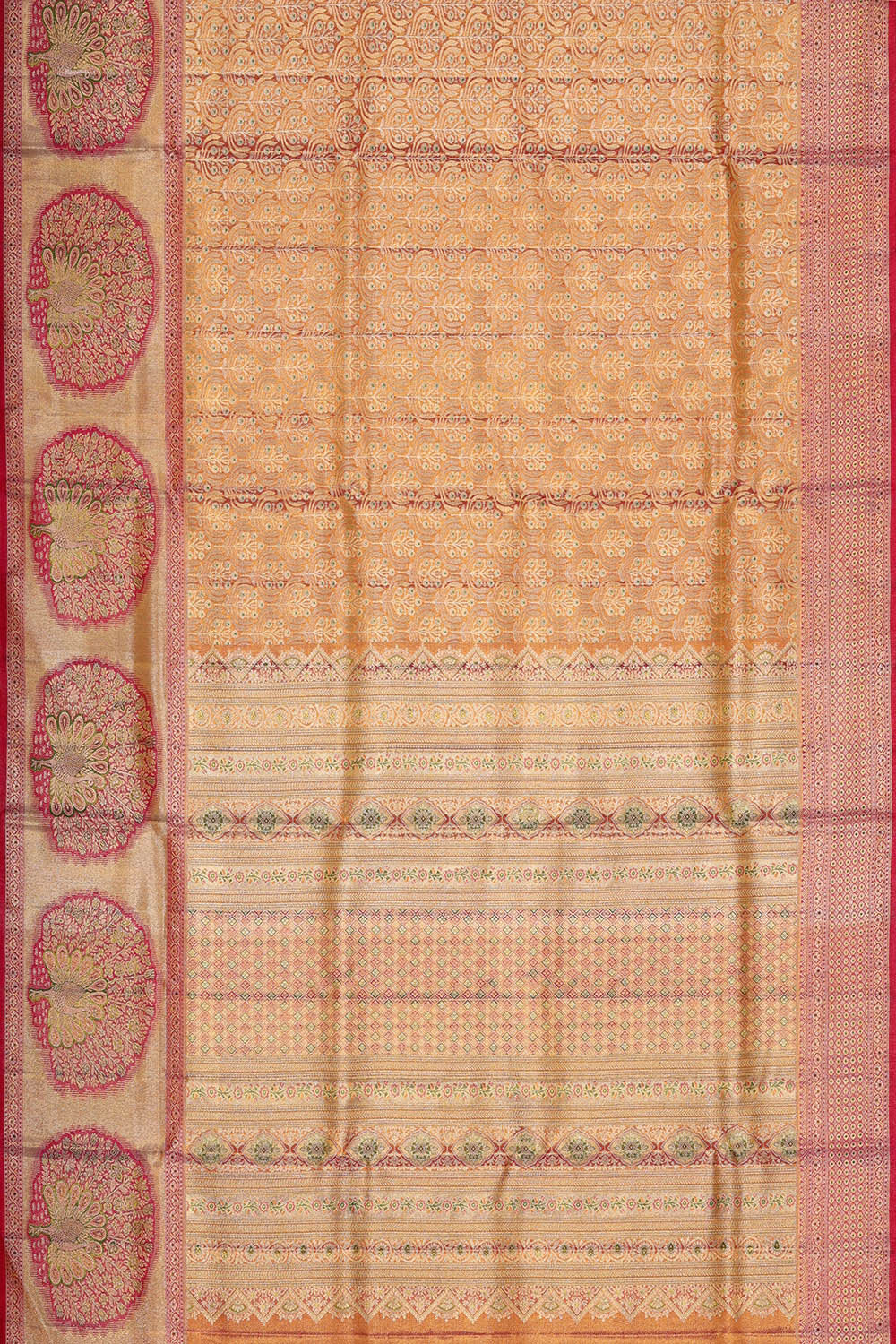 Kanchipattu Golden Brown Tissue Brocade Saree