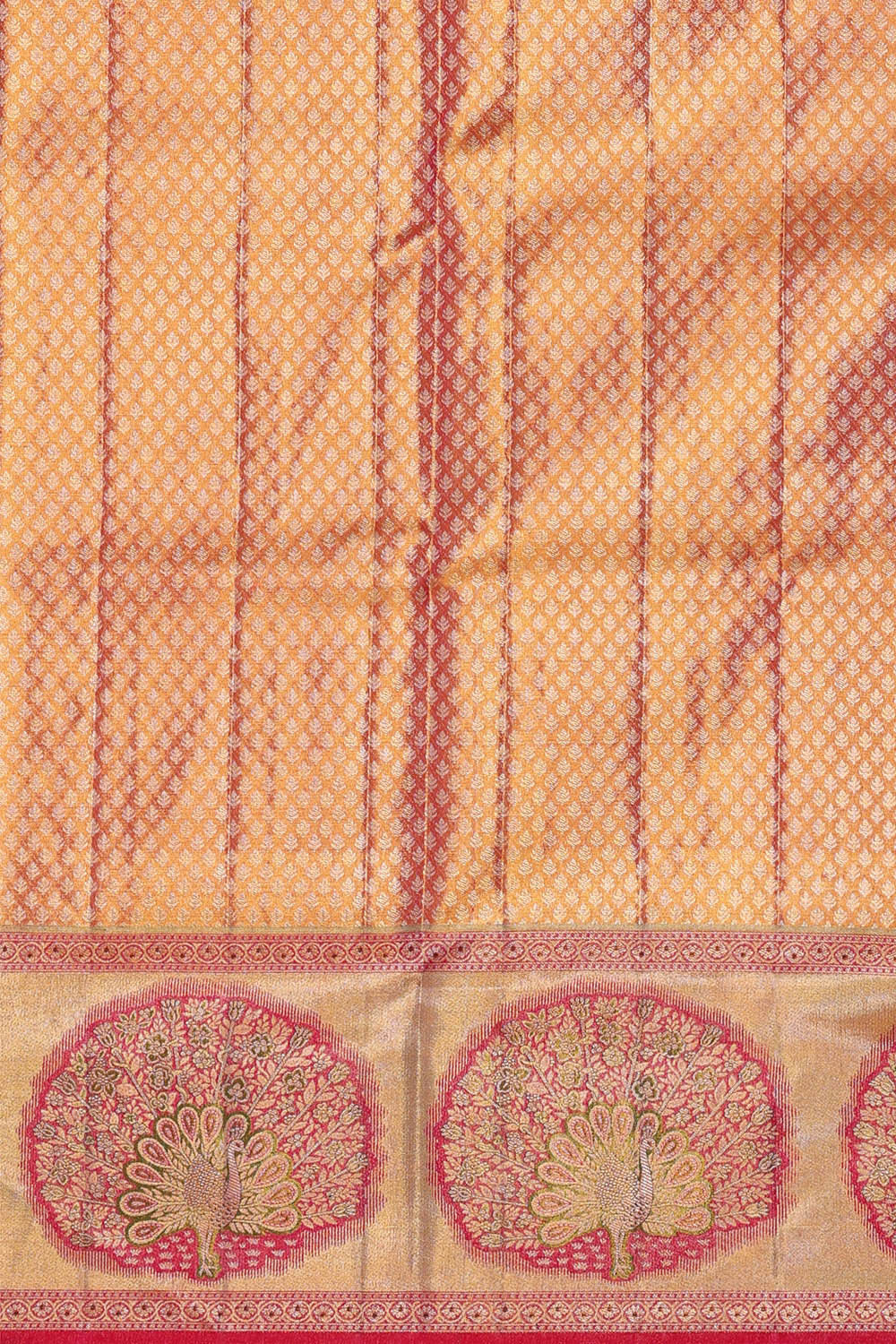 Kanchipattu Golden Brown Tissue Brocade Saree