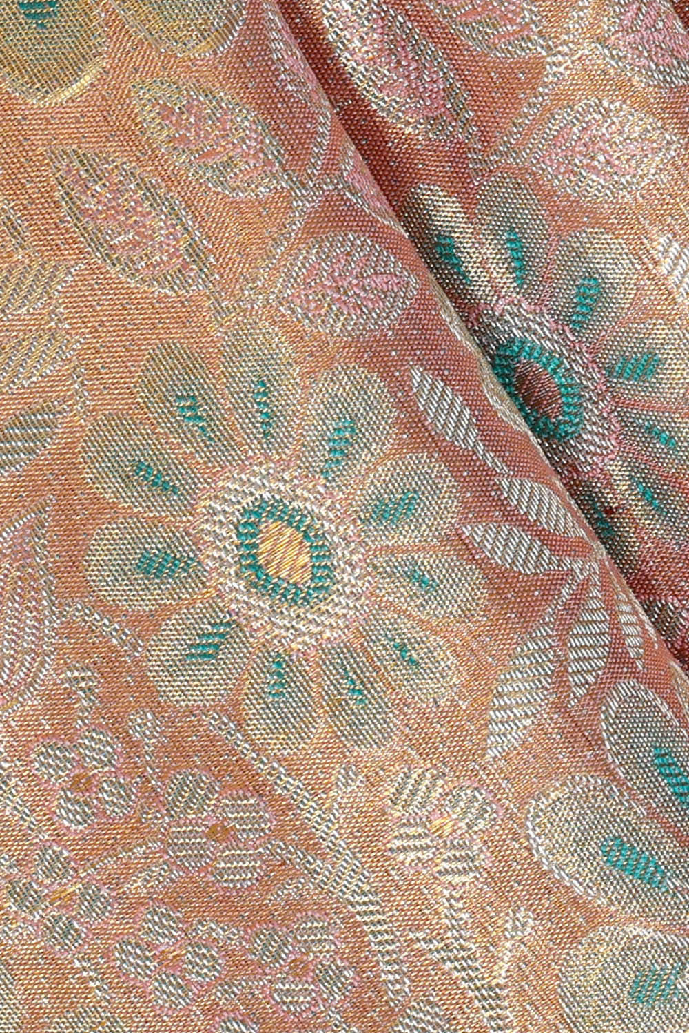 Kanchipattu Light Peach Tissue Brocade Saree