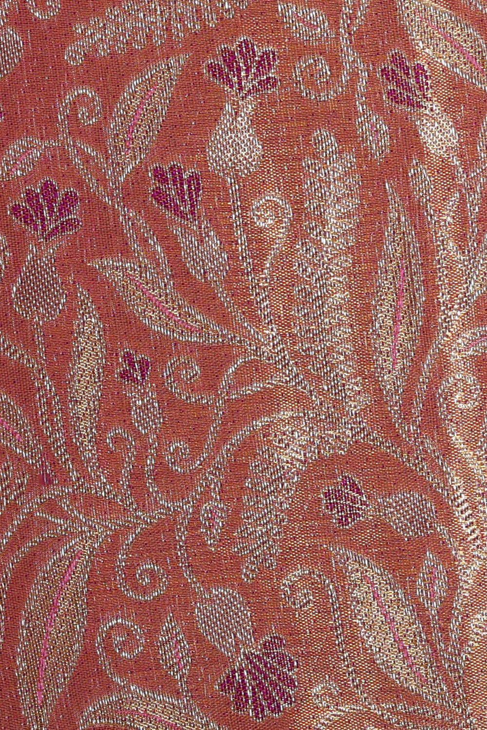 Kanchipattu Peach Tissue Brocade Saree